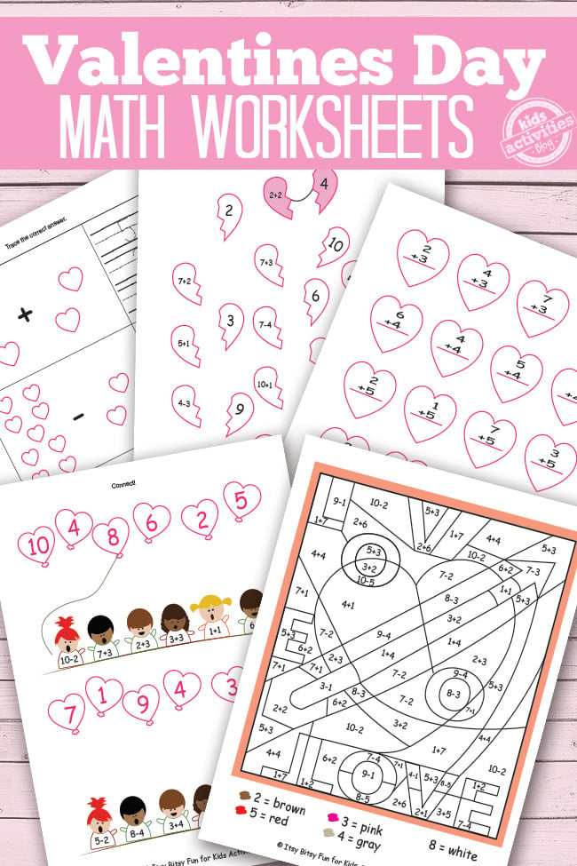 4 printable Valentine math games from Prekinders