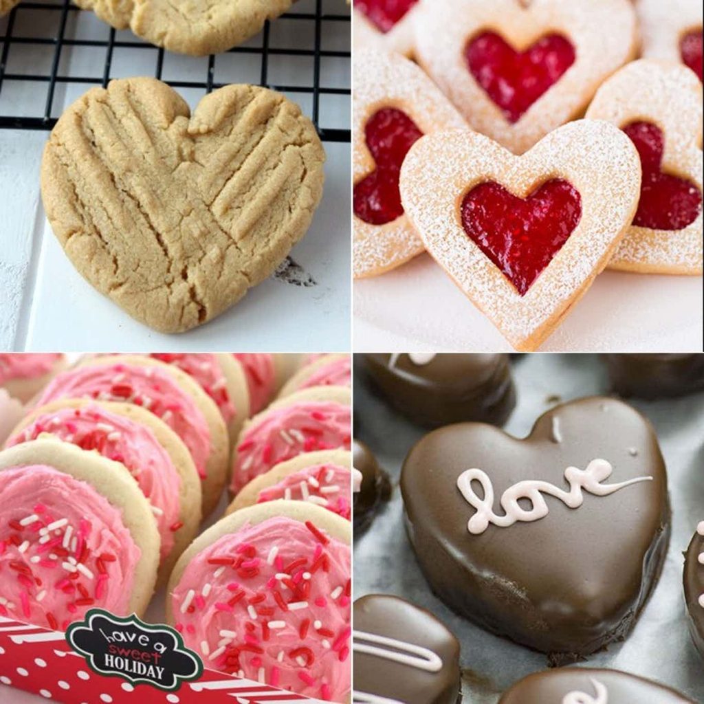 20 Festive Valentine's Day Cookies  - easy and cute Valentines Cookies to make - collage of 6 different favorite Valentine Cookies perfect for kids - Kids Activities Blog