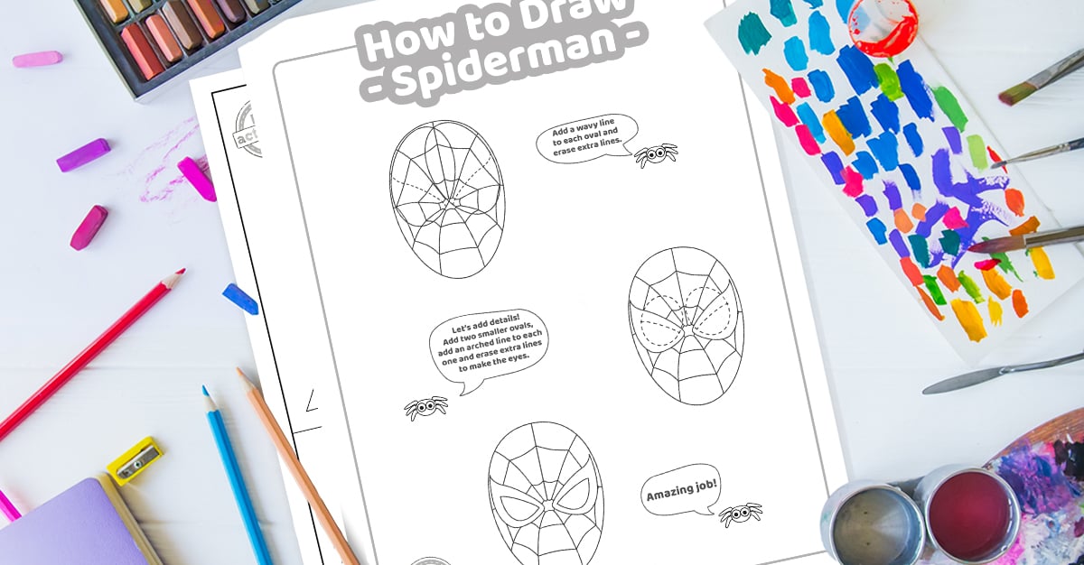 How To Draw Spiderman Easy Printable Lesson For Kids
