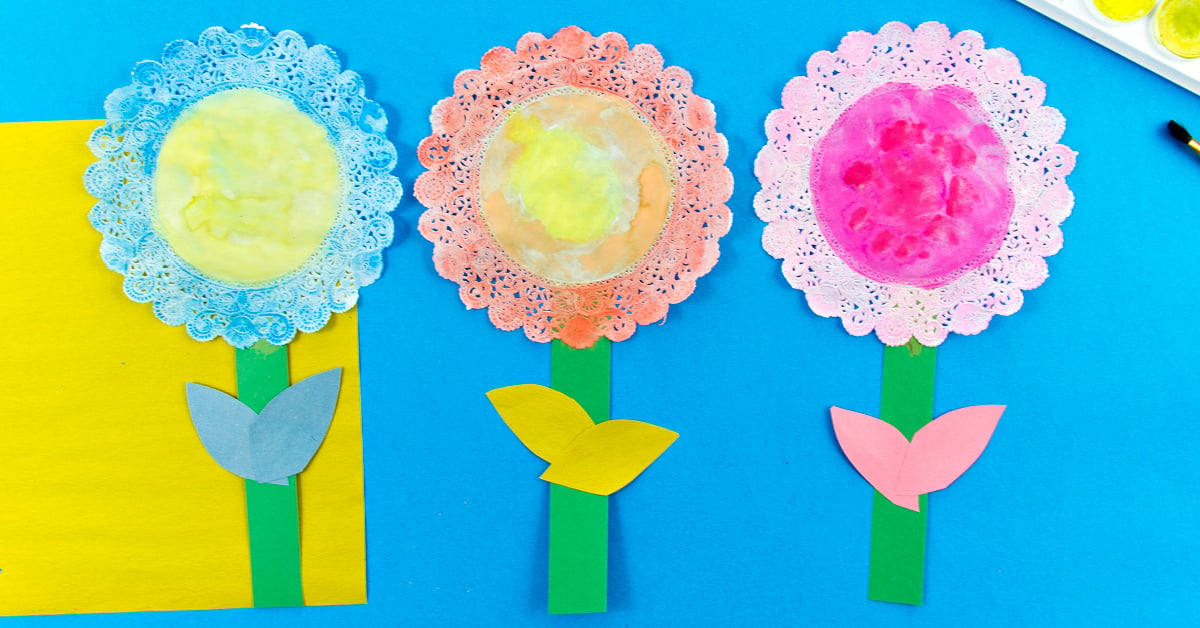 Pretty Doily Paper Flower Craft for Kids