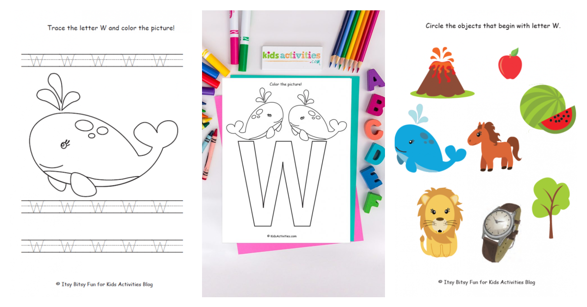 Free Letter W Worksheets For Preschool & Kindergarten