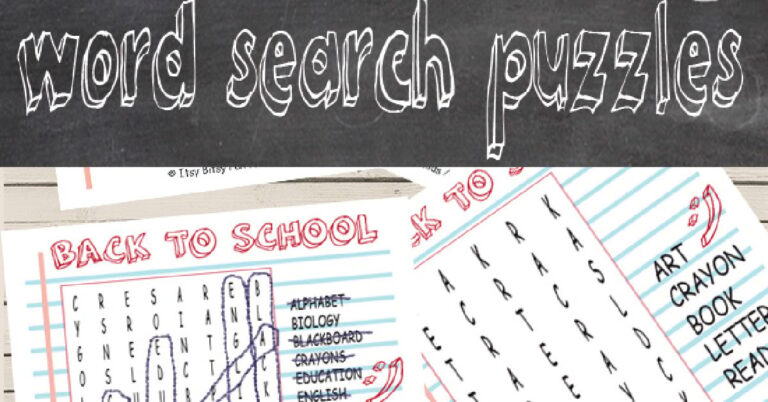 10 Fun Back to School Printable Word Search Puzzles