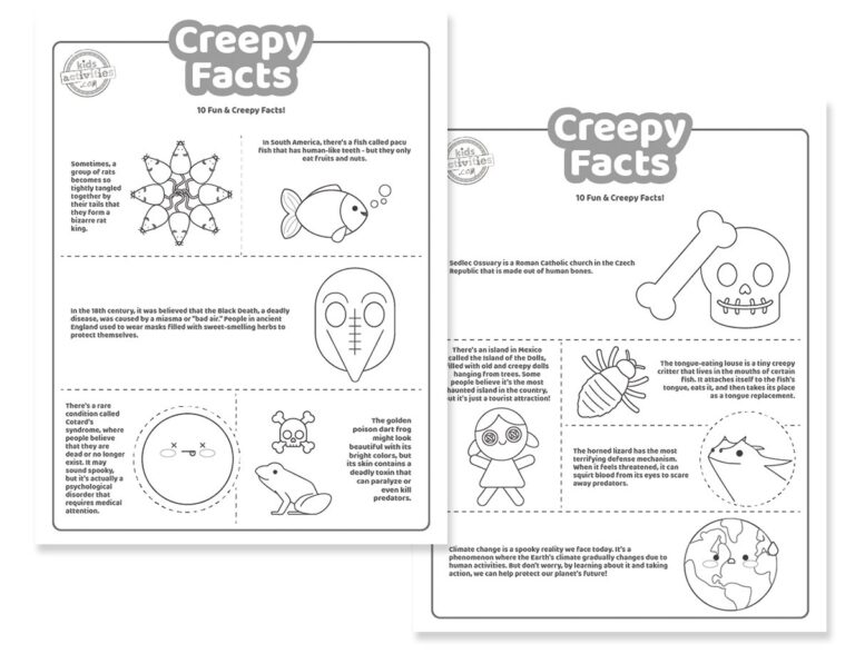 Cool Creepy Facts Coloring Pages For Kids