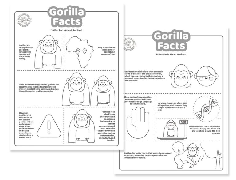 Interesting Gorilla Facts for Kids to Print & Play