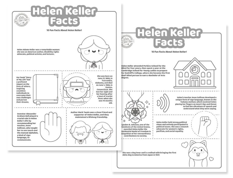 Intriguing Helen Keller Facts Coloring Pages