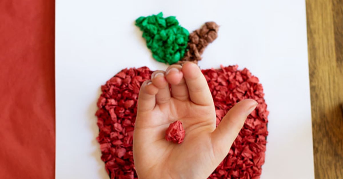 Cute Tissue Paper Apple Craft w/ Printable Template