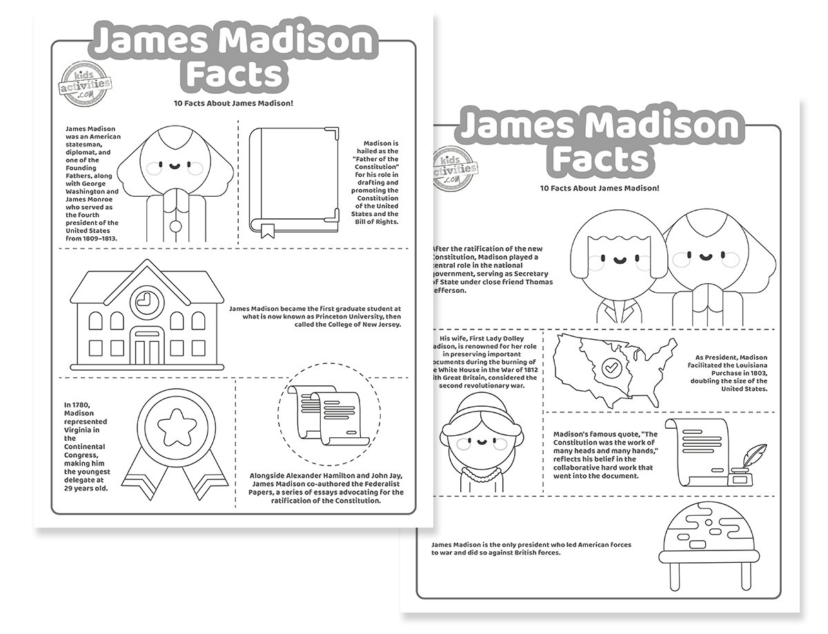 Printable James Madison Facts for Kids