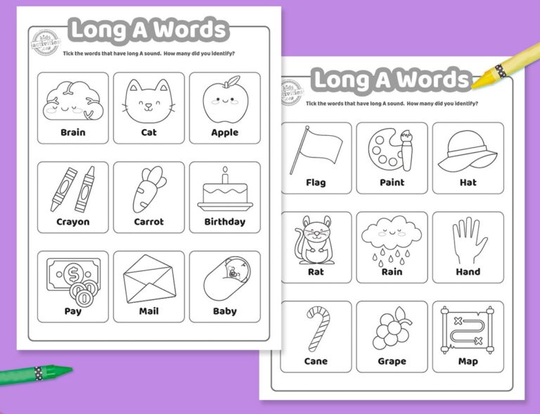 Long A Words Worksheets To Print And Learn