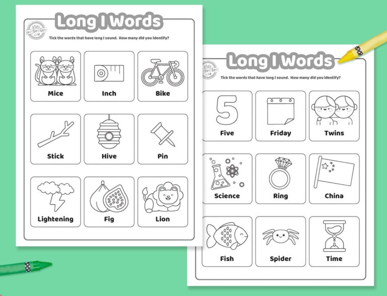 Printable Long I Words Worksheets