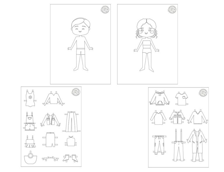 20 Pages of Paper Dolls to Print, Color, Cut & Play