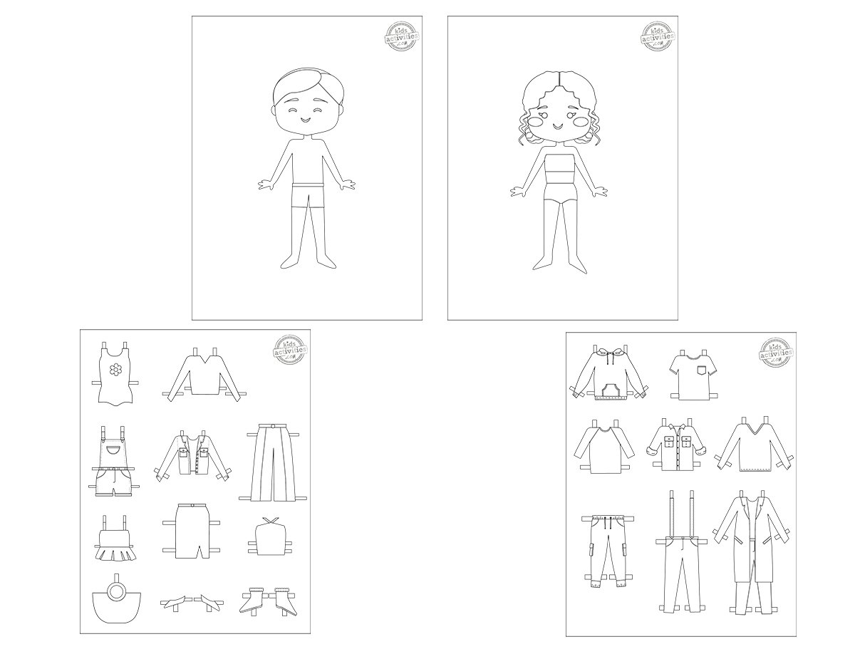 20 Pages of Paper Dolls to Print, Color, Cut & Play