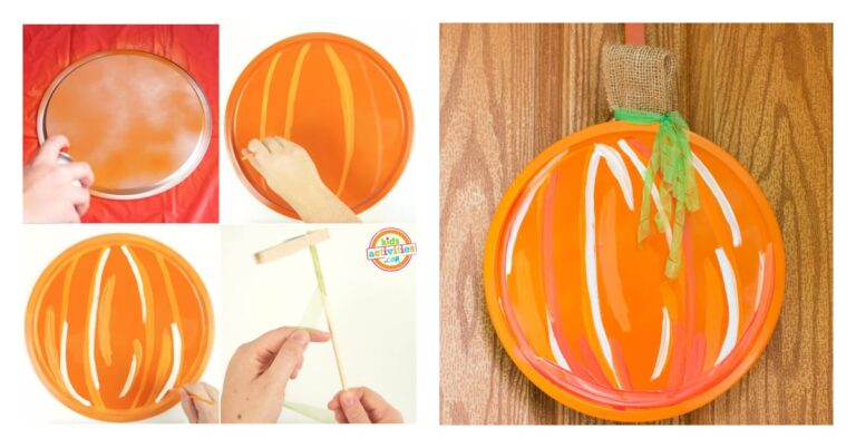 Make a Super Cute Pumpkin Door Hanger from a Pizza Pan!