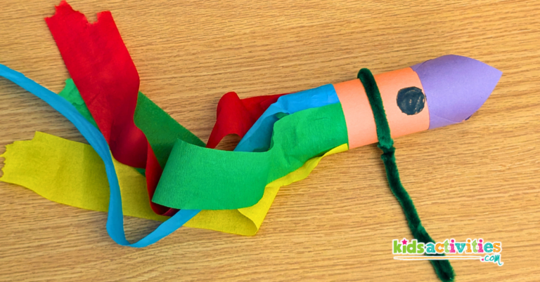 Easy Flying Cardboard Roll Rocket Art Project for Kids