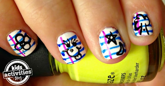 Back to School Nails: Notebook Paper Nail Art for Kids