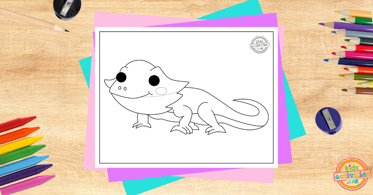 Cute Printable Bearded Dragon Coloring Page