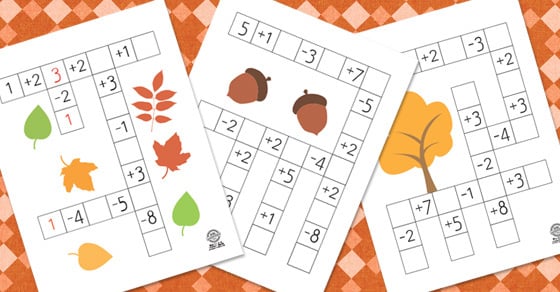 Fun Fall Math Crossword Puzzles For Kids