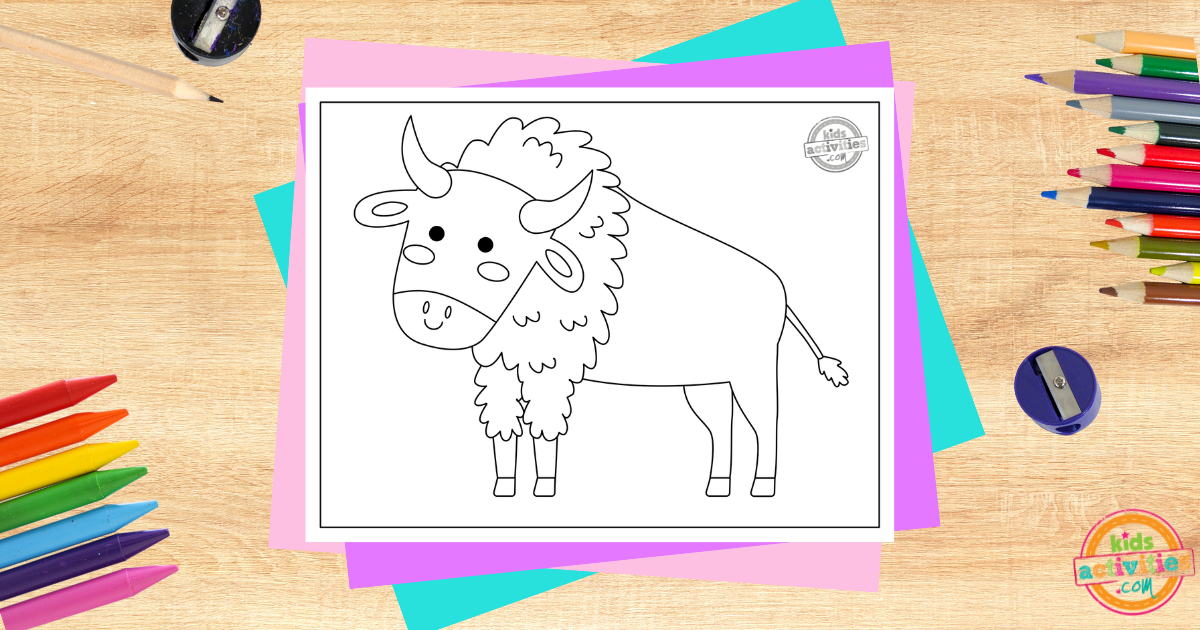 Super Adorable Printable Bison Coloring Page For Kids