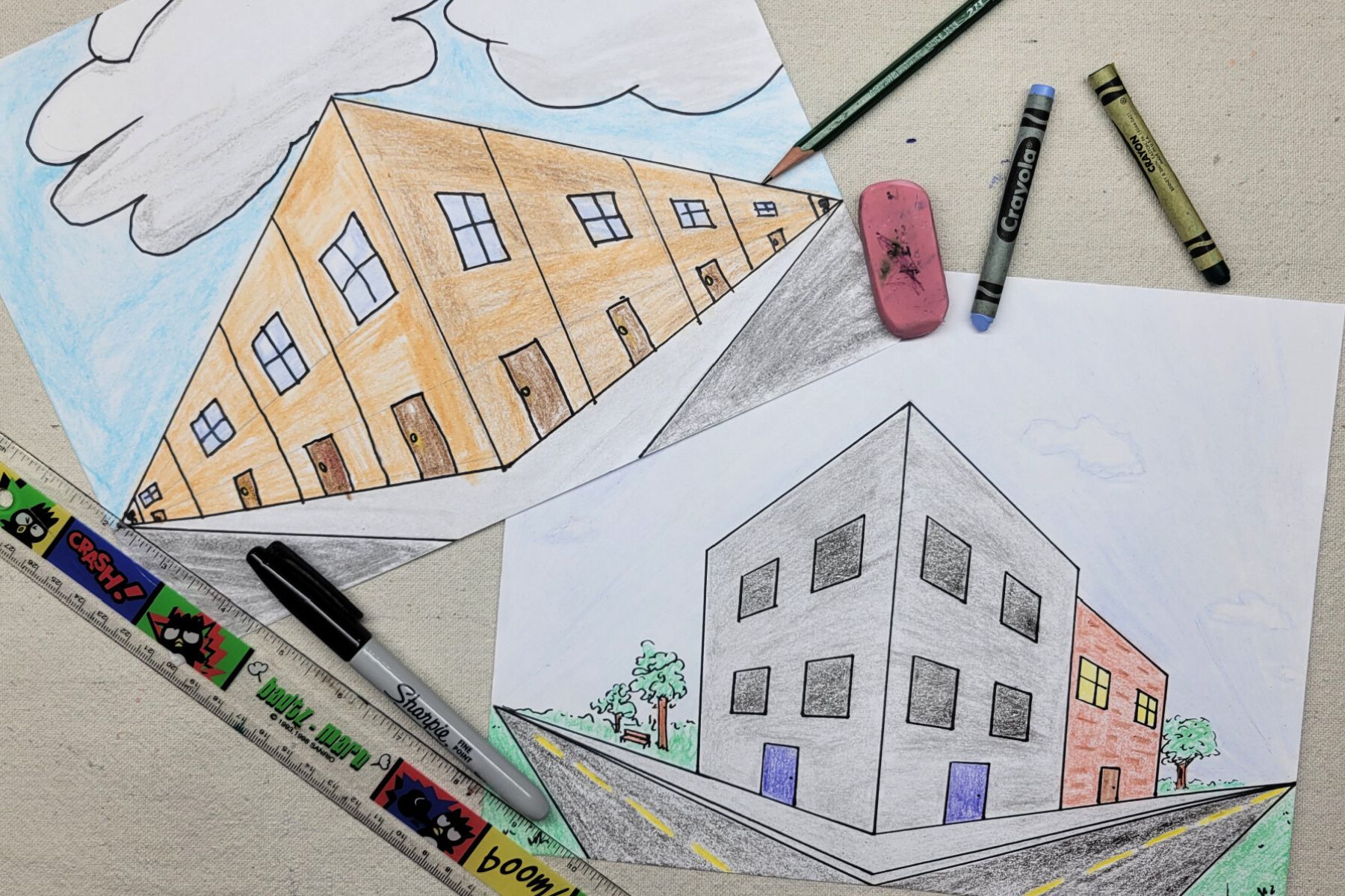 Two Point Perspective Art Project for Older Kids