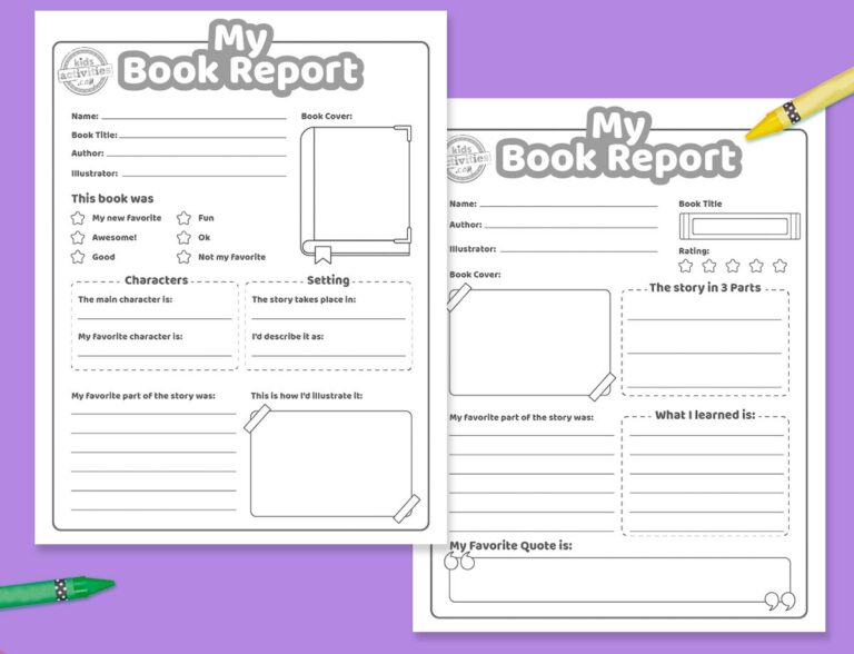 Book Report Template For Avid Readers