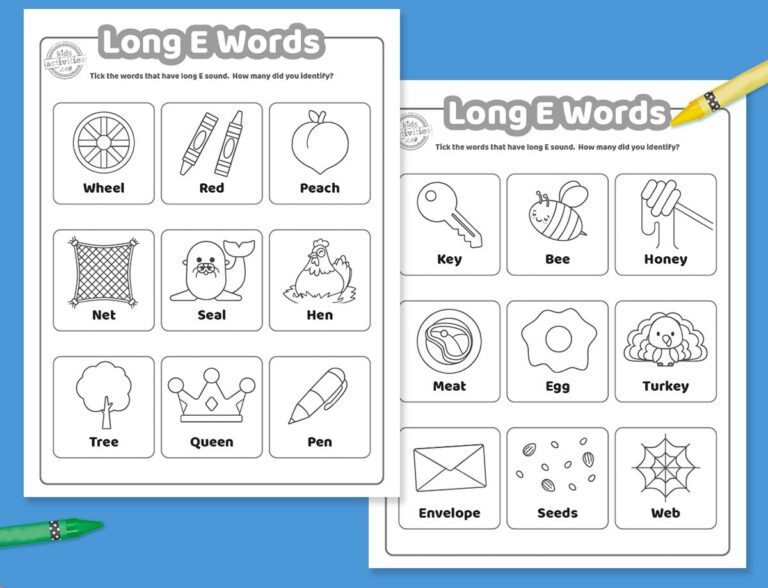 Long E Words Worksheets To Print