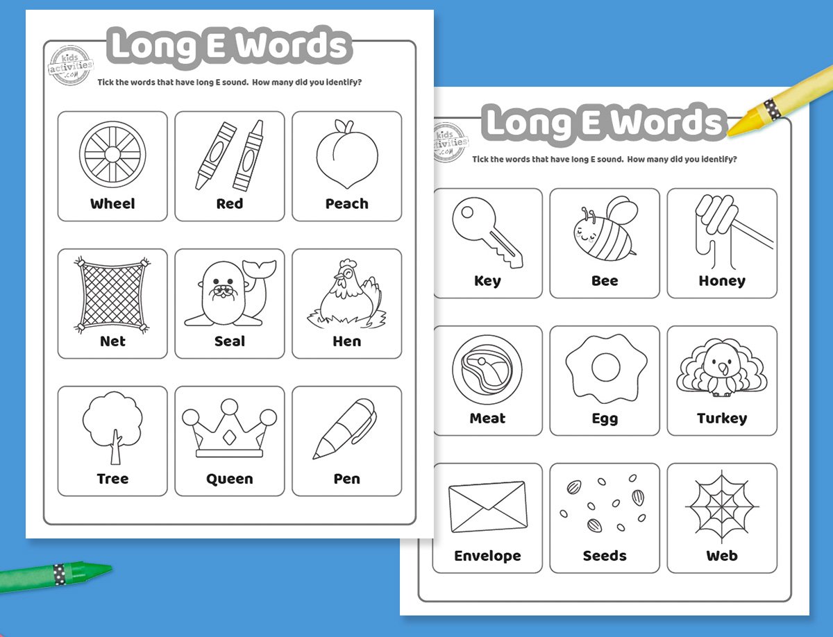 Long E Words Worksheets To Print