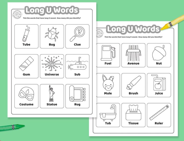 Worksheets For Long U Words