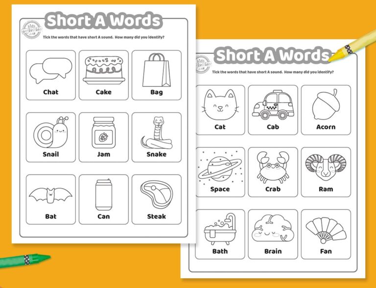 Worksheets for Short A Words