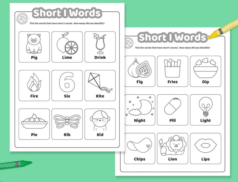 Free Printable Short I Words Worksheets