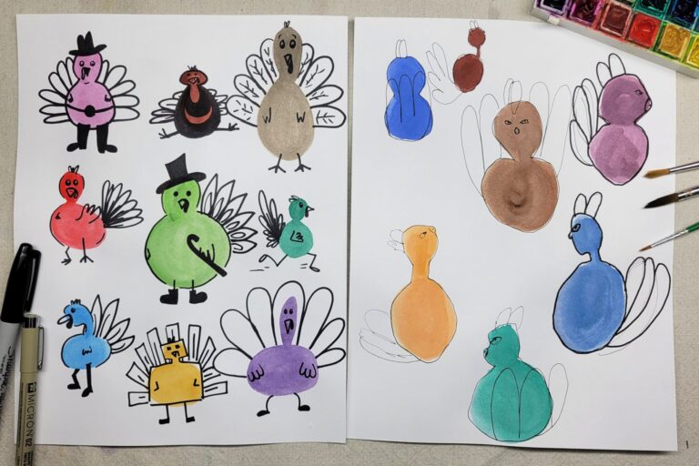 Colorful Turkeys Art Project for Kids