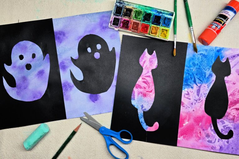 Positive and Negative Spooky Shapes Art Project for Kids