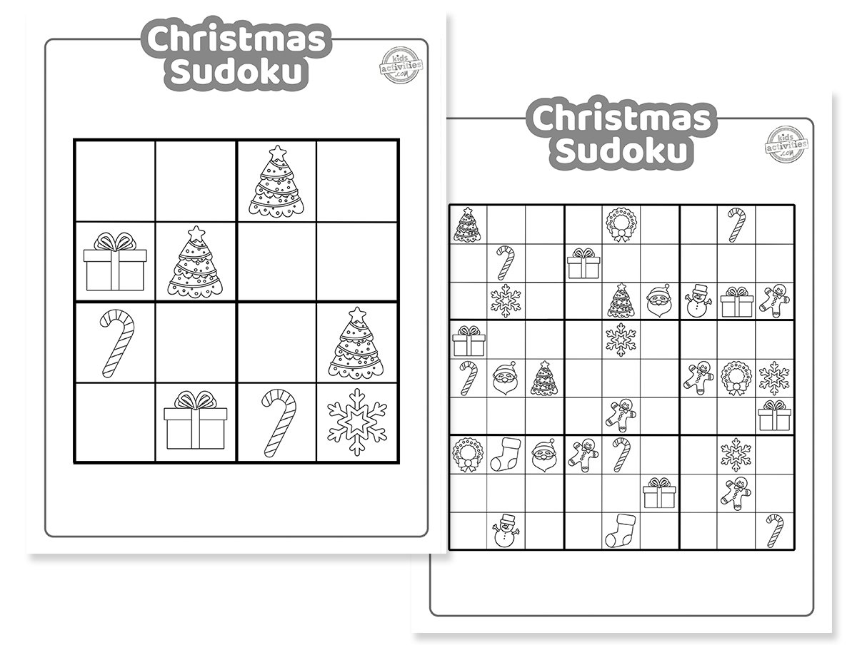 Printable Christmas Sudoku Picture Puzzles for Kids