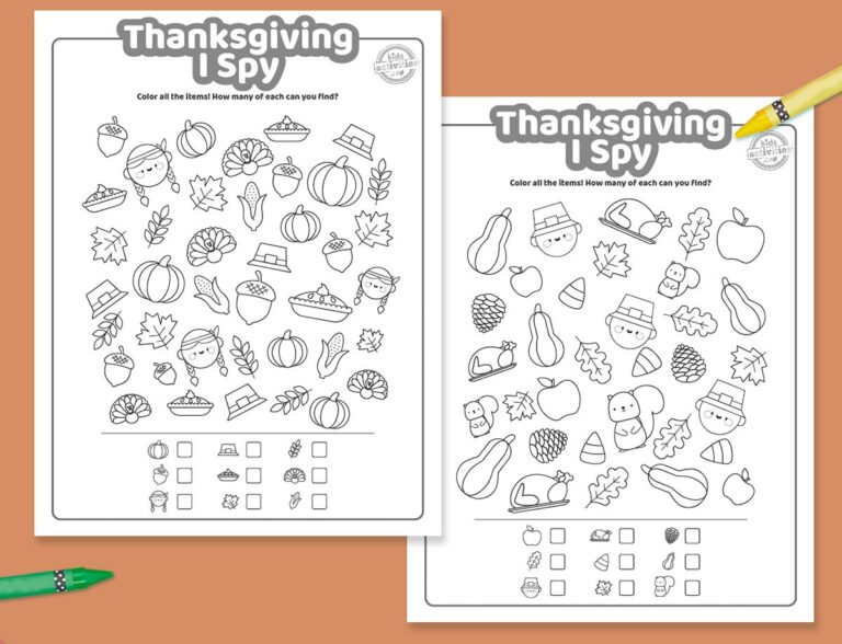 I Spy Thanksgiving Worksheets For Kids of All Ages