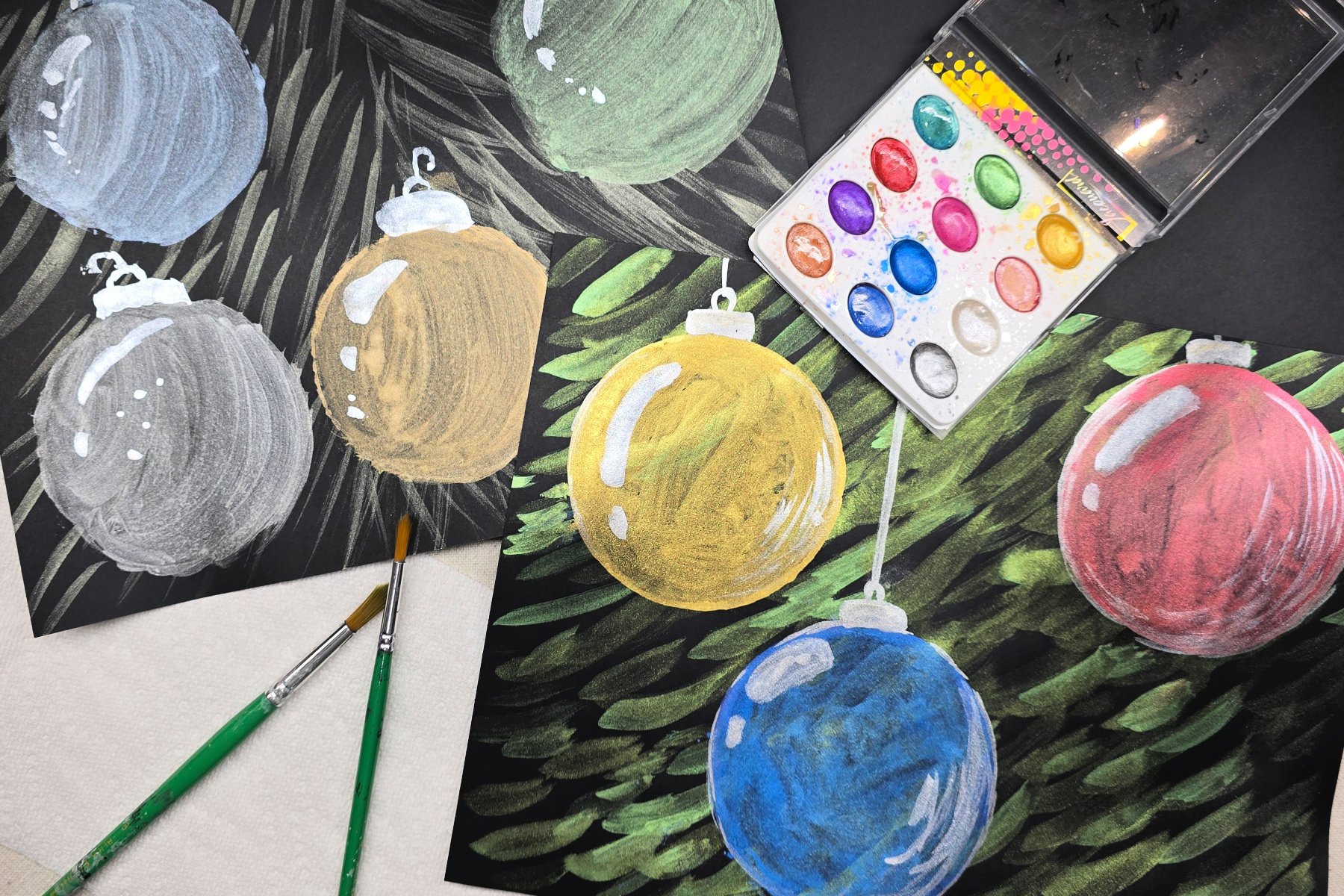 Metallic Watercolor Ornaments Art Project for Kids