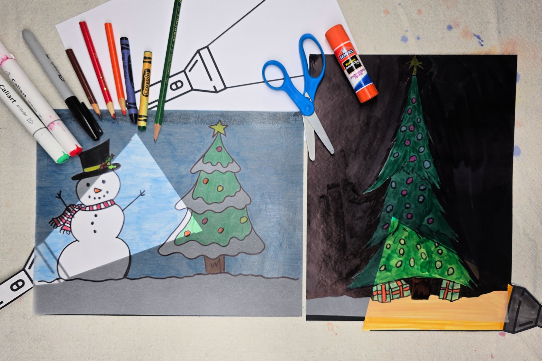 Flashlight Winter Scene Art Project for Kids