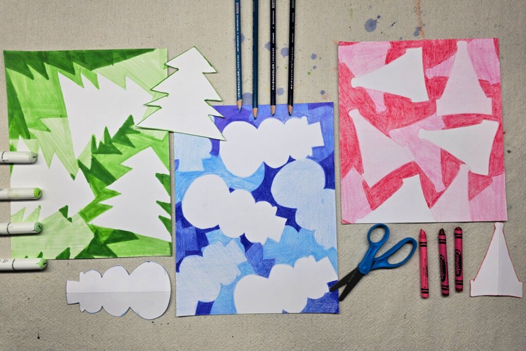 Layered Winter Shapes Art Project for Kids