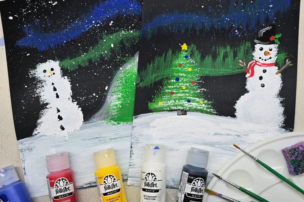 Snowman Sponge Painting Art Project for Kids