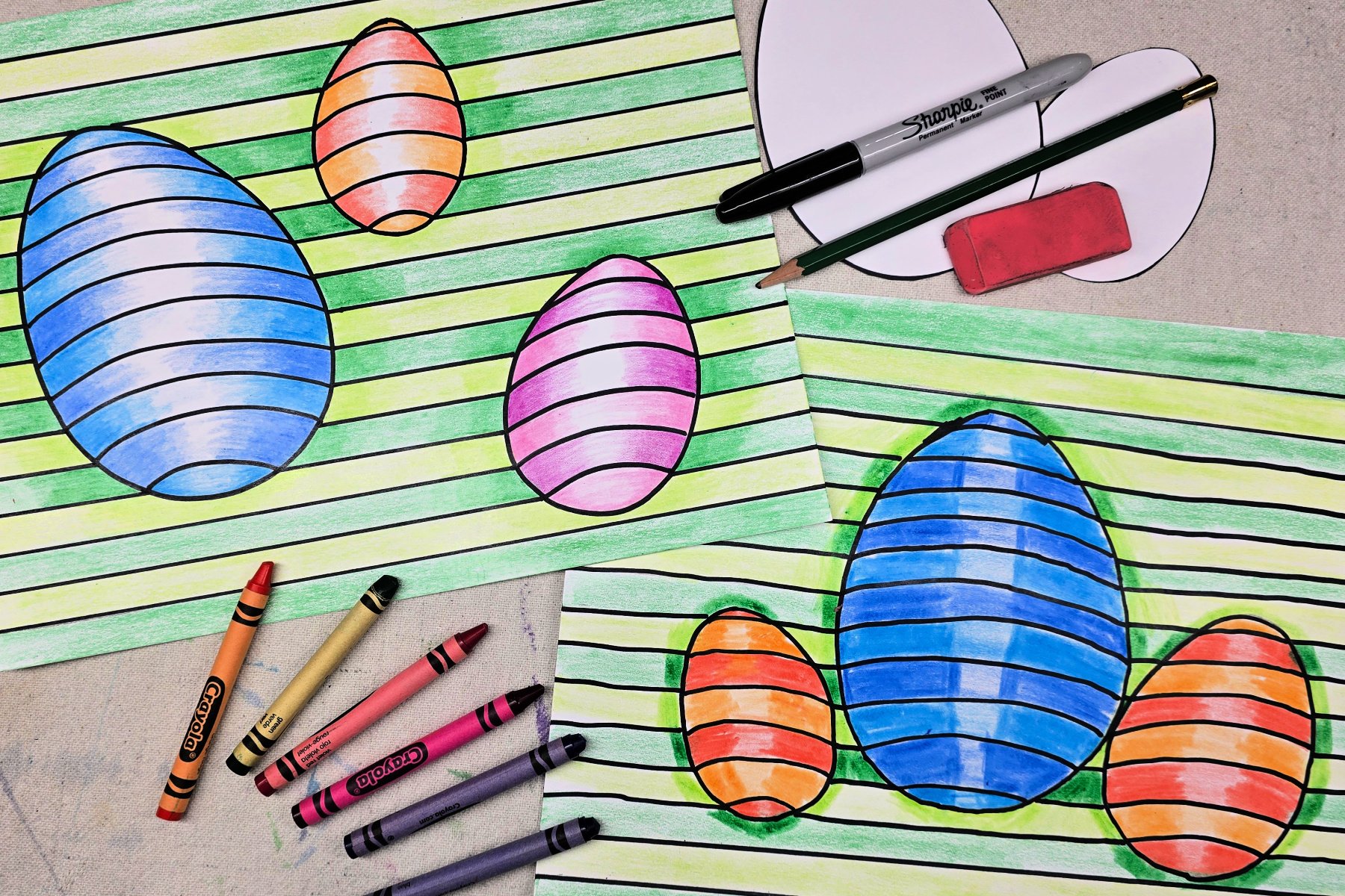 Drawing 3D Eggs Art Project for Kids