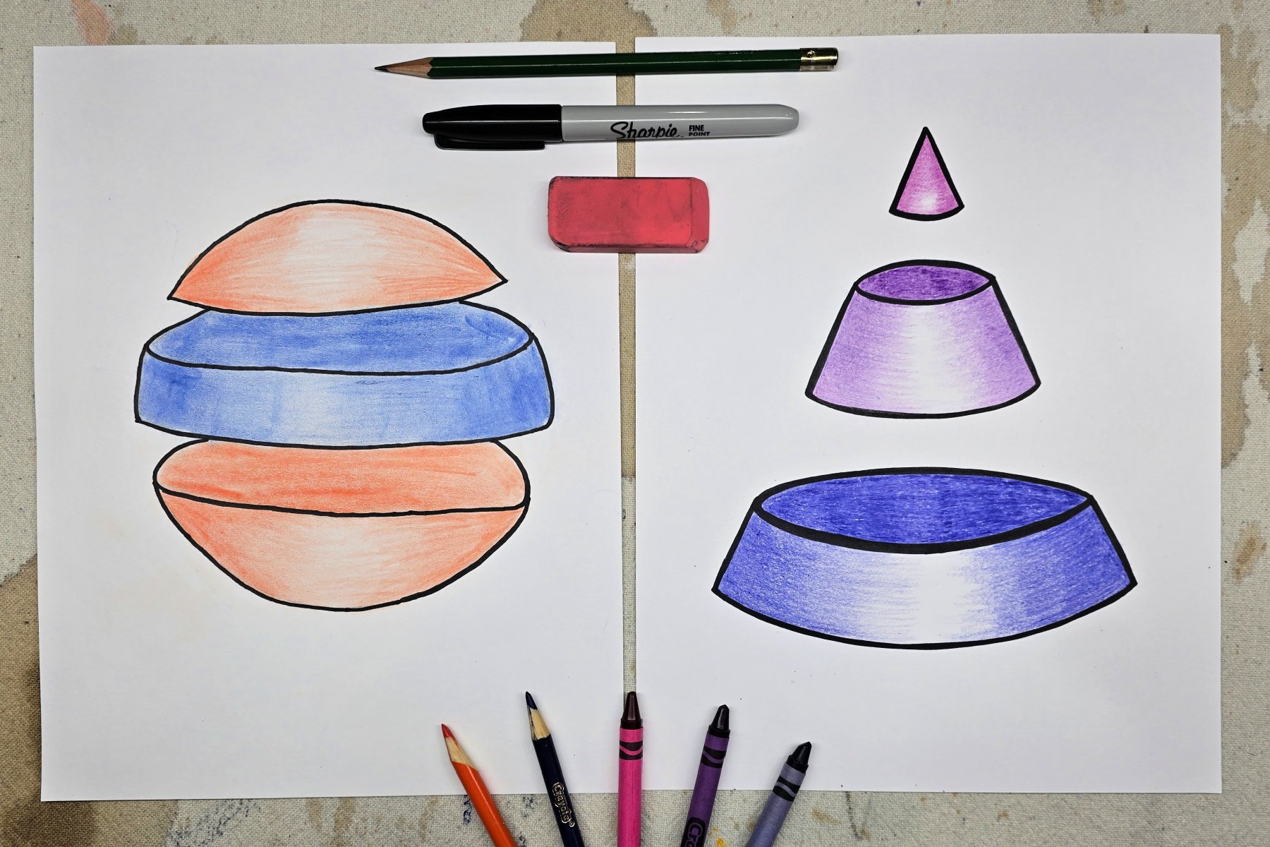 Drawing 3D Shape Segments Art Project for Kids