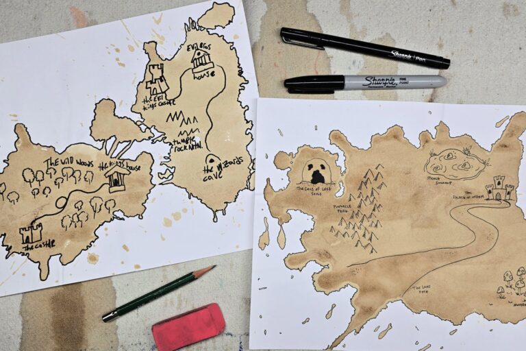 Coffee Spill Map Art Project for Kids