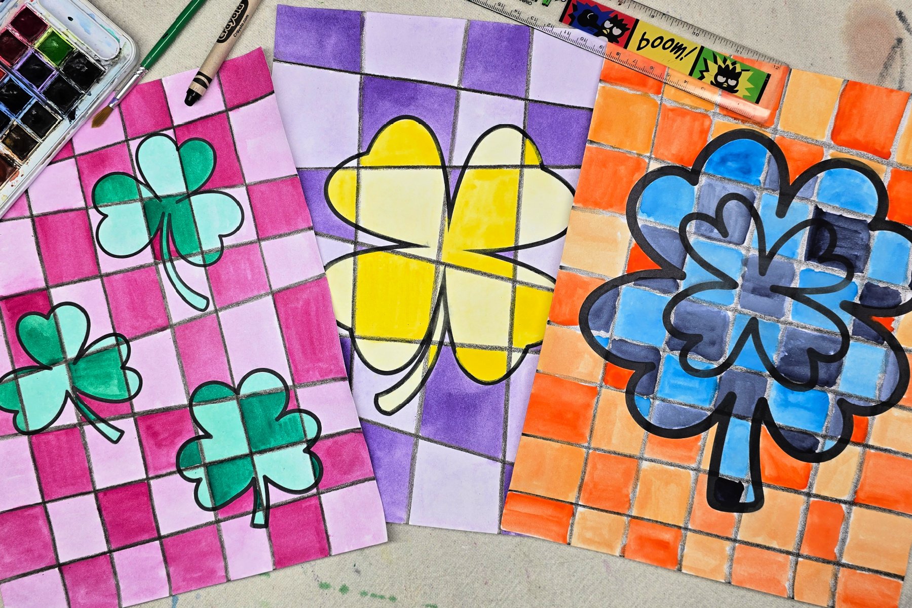 Shamrocks and Complementary Colors Art Project for Kids